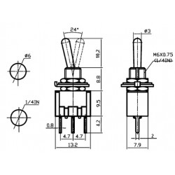 Przełącznik dźwigienkowy MTS-102 3 pin 2 pozycyjny